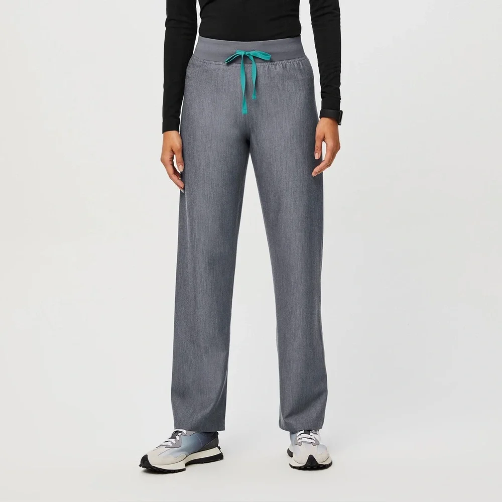 FIGS High Waisted Livingston Basic Scrub Pants in Graphite.